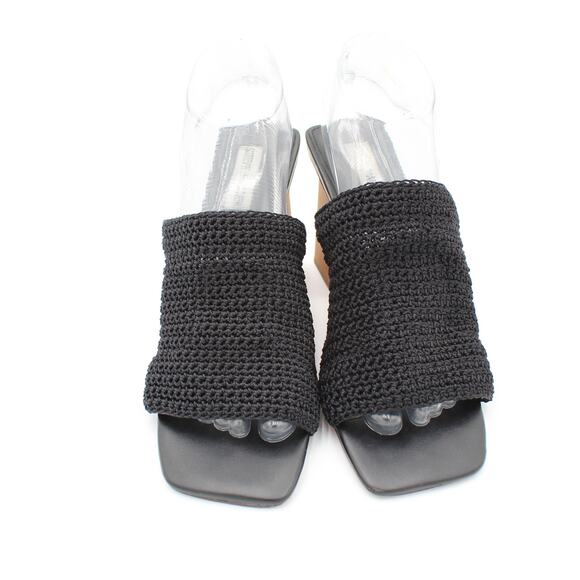 Steve Madden Sandal Womens Size 8.5  Black Knit Block Heel Y2K Mule Chunky - Picture 2 of 9